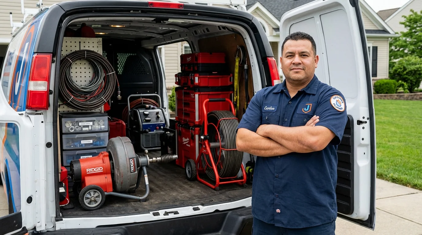 Professional drain cleaning equipment and Johns Plumbing LLC plumber in Mascotte