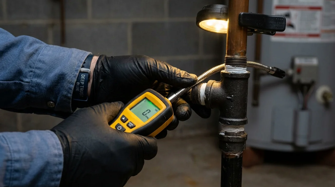 Gas leak detection with electronic sniffer by Johns Plumbing LLC in Mascotte