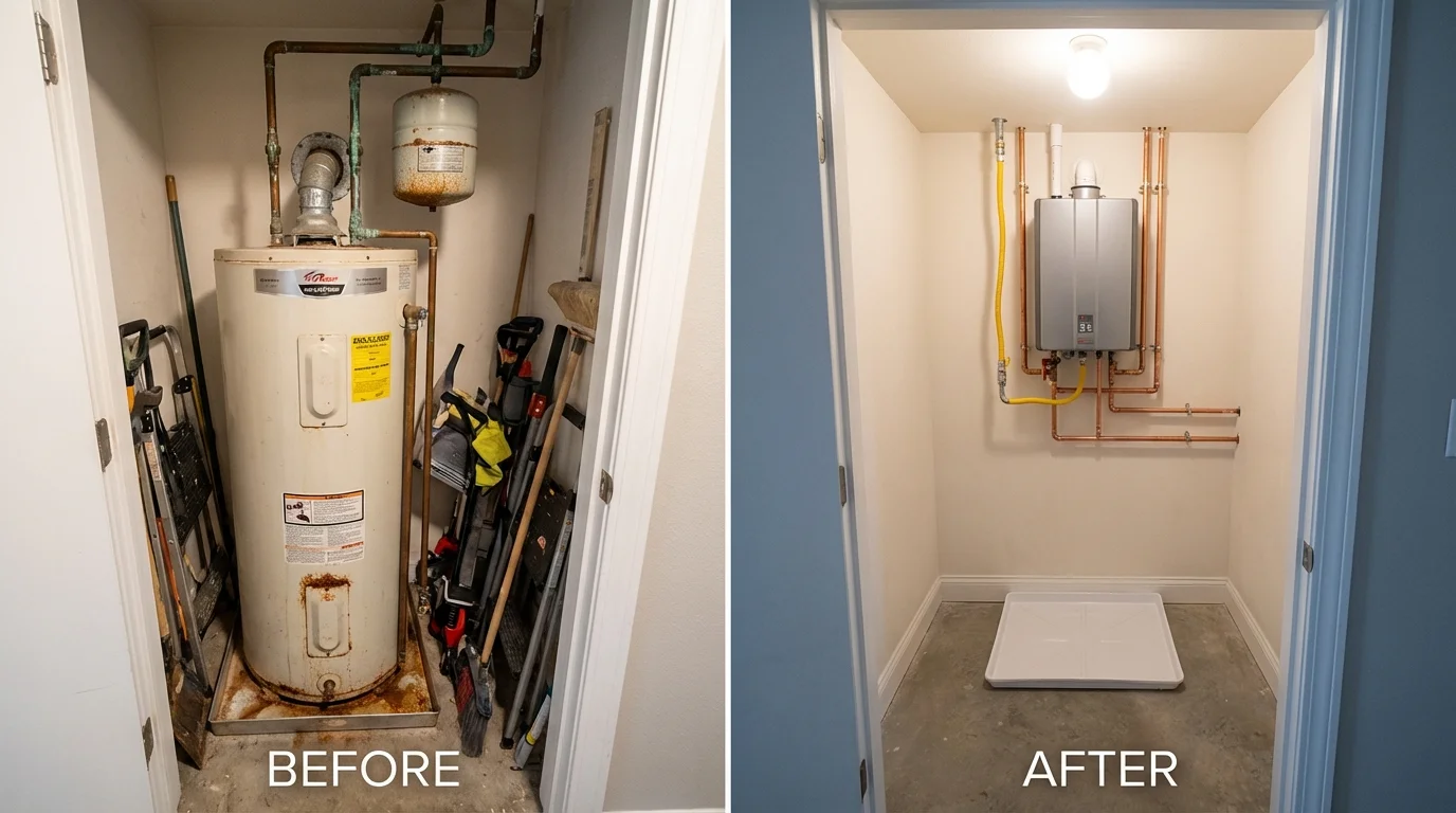Tank water heater versus wall-mounted tankless unit comparison for Mascotte, FL homeowners