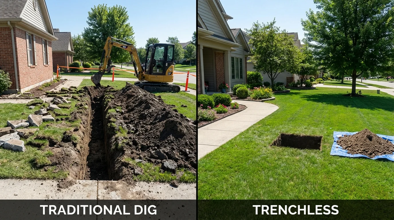 Trenchless sewer repair with minimal yard damage versus traditional excavation in Mascotte, FL